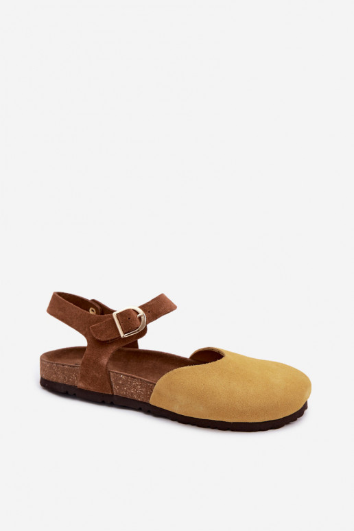 Kožené Dámske semišové sandáleZakrytymi Palcami Máciejka H7365-07 žltá