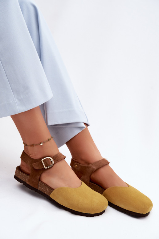 Kožené Dámske semišové sandáleZakrytymi Palcami Máciejka H7365-07 žltá