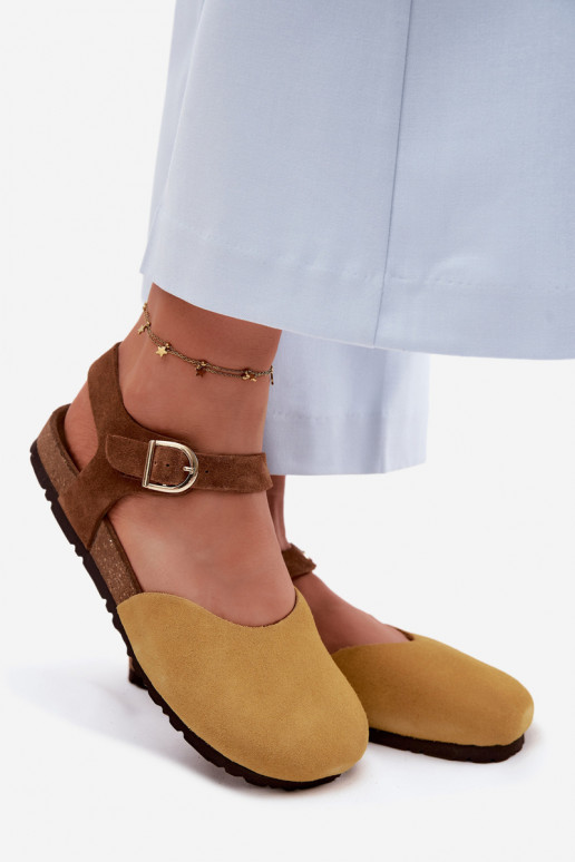 Kožené Dámske semišové sandáleZakrytymi Palcami Máciejka H7365-07 žltá