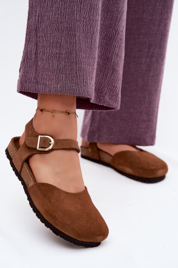 Kožené Dámske semišové sandáleZakrytymi Palcami Máciejka H7365-02 Hnedá farba 2