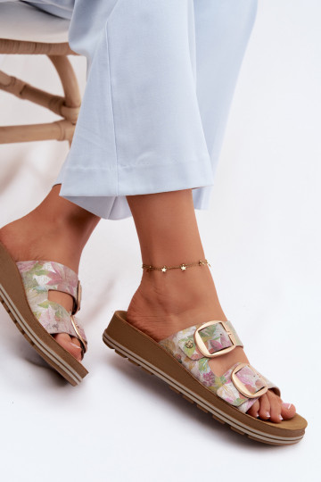 Kožené papuče Vzorované s prackami Máciejka P7537-39 Rôzne farby