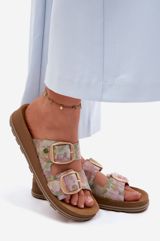 Kožené papuče Vzorované s prackami Máciejka P7537-39 Rôzne farby