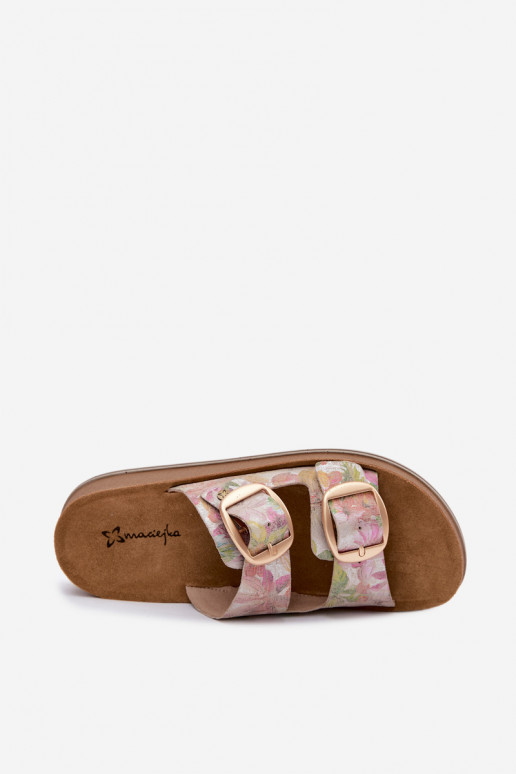 Kožené papuče Vzorované s prackami Máciejka P7537-39 Rôzne farby