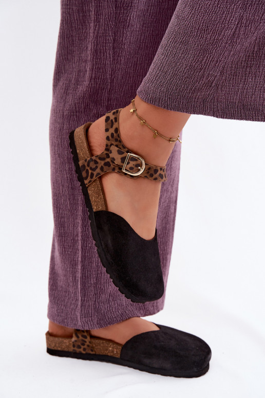 Kožené Dámske semišové sandáleZakrytymi Palcami Máciejka H7365-01 čierna