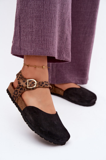 Kožené Dámske semišové sandáleZakrytymi Palcami Máciejka H7365-01 čierna 2