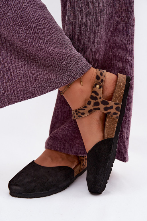 Kožené Dámske semišové sandáleZakrytymi Palcami Máciejka H7365-01 čierna