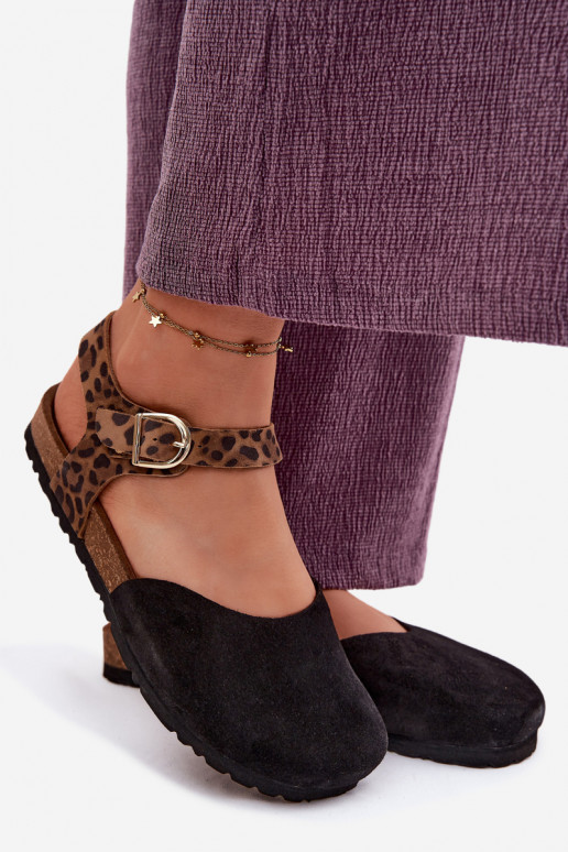 Kožené Dámske semišové sandáleZakrytymi Palcami Máciejka H7365-01 čierna