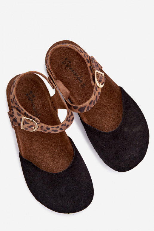 Kožené Dámske semišové sandáleZakrytymi Palcami Máciejka H7365-01 čierna