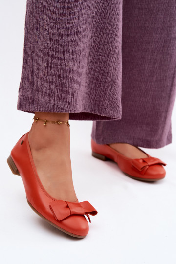 Balerínky so stuhami Máciejka P6802-18 oranžová 2