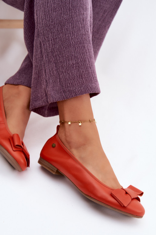 Balerínky so stuhami Máciejka P6802-18 oranžová