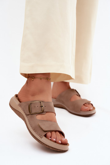 Dámske papuče s prackami I s lepiacim zapínanímem INBLU LL000006 Hnedá farba 2