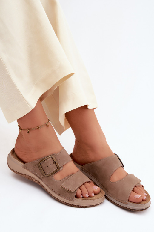 Dámske papuče s prackami I s lepiacim zapínanímem INBLU LL000006 Hnedá farba