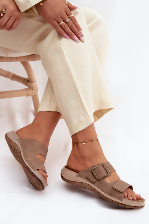 Dámske papuče s prackami I s lepiacim zapínanímem INBLU LL000006 Hnedá farba