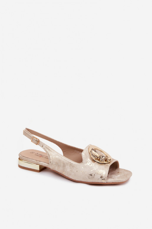 Sandále pre ženy s ozdobami S.Barski KV61-6024 zlatej farby