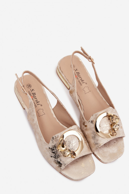 Sandále pre ženy s ozdobami S.Barski KV61-6024 zlatej farby