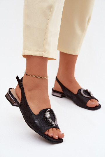 Sandále pre ženy s ozdobami S.Barski KV61-6024 čierna