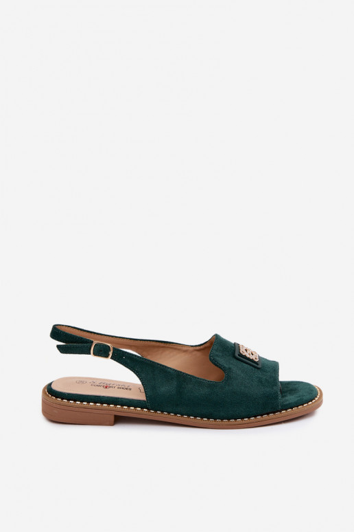 Dámske sandále so širokými podpätkami S Ornatem Detalem S.Barski KV61-6015 zelená farba