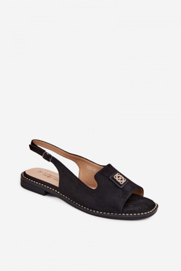 Dámske sandále so širokými podpätkami S Ornatem Detalem S.Barski KV61-6015 čierna 2