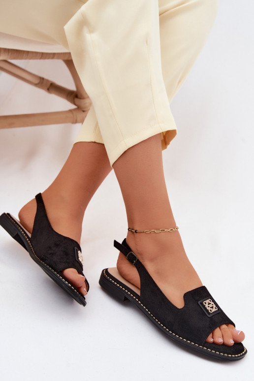 Dámske sandále so širokými podpätkami S Ornatem Detalem S.Barski KV61-6015 čierna