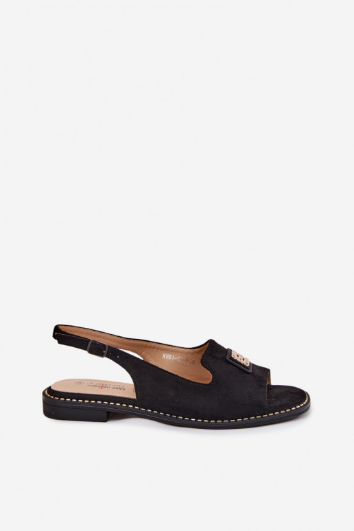 Dámske sandále so širokými podpätkami S Ornatem Detalem S.Barski KV61-6015 čierna