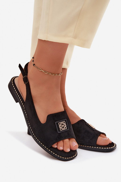 Dámske sandále so širokými podpätkami S Ornatem Detalem S.Barski KV61-6015 čierna