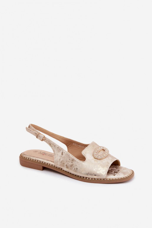 Sandále pre ženy s ozdobami S.Barski KV61-6040 zlatej farby