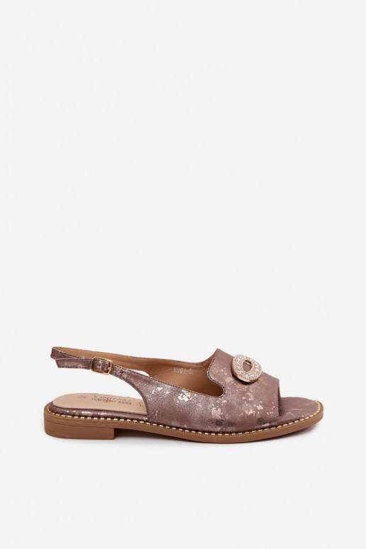 Sandále pre ženy s ozdobami S.Barski KV61-6040 Hnedá farba