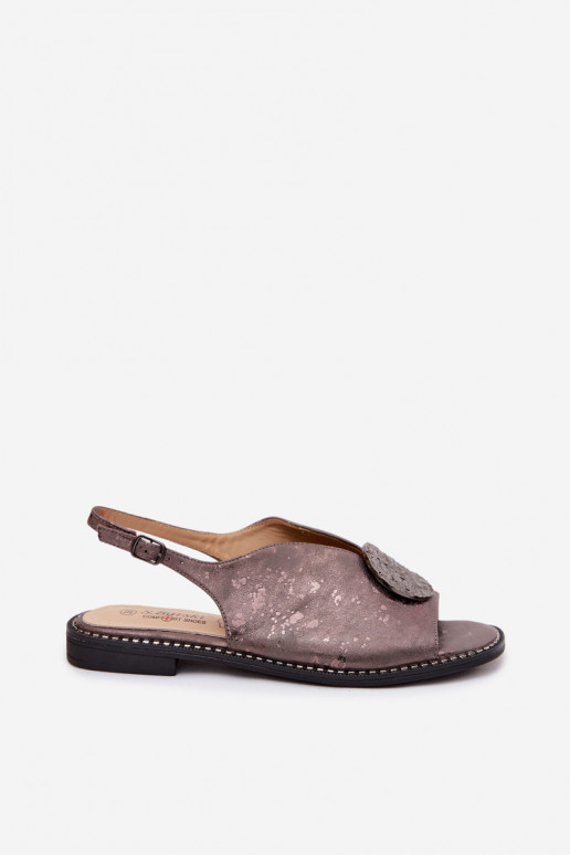 Dámske sandále so širokými podpätkami s ozdobami S.Barski KV61-6035 sivá