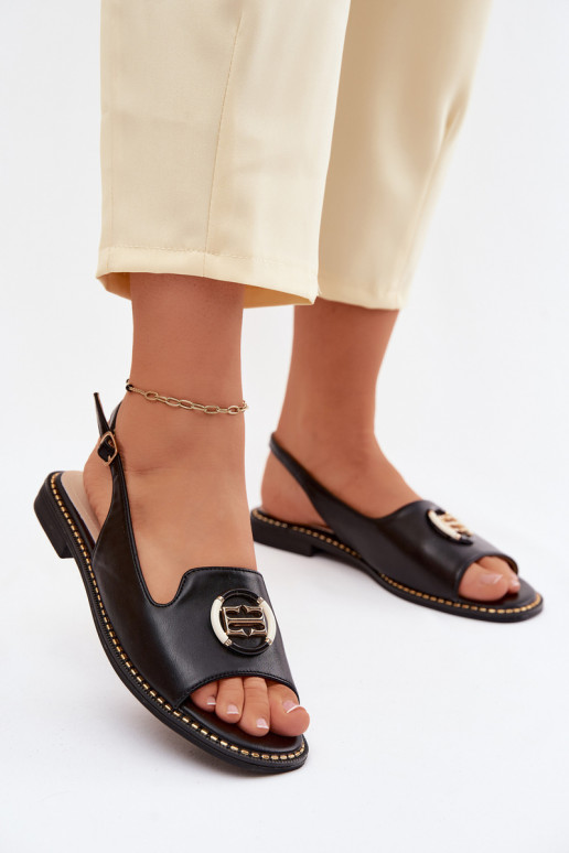 Dámske sandále so širokými podpätkami s ozdobami S.Barski KV61-6037 čierna