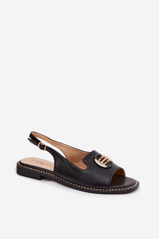 Dámske sandále so širokými podpätkami s ozdobami S.Barski KV61-6037 čierna