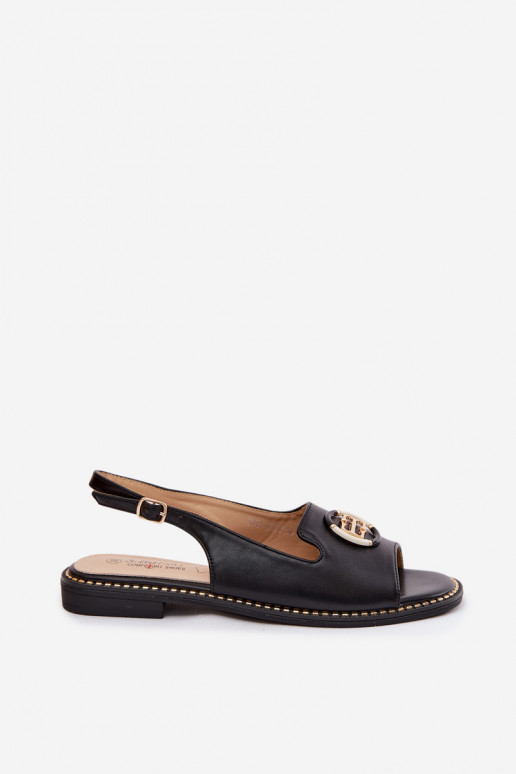 Dámske sandále so širokými podpätkami s ozdobami S.Barski KV61-6037 čierna