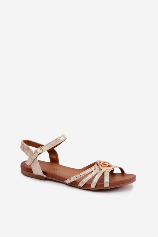 Sandále pre ženy S pruhmi A Dekorácia S.Barski KV61-6056 zlatej farby