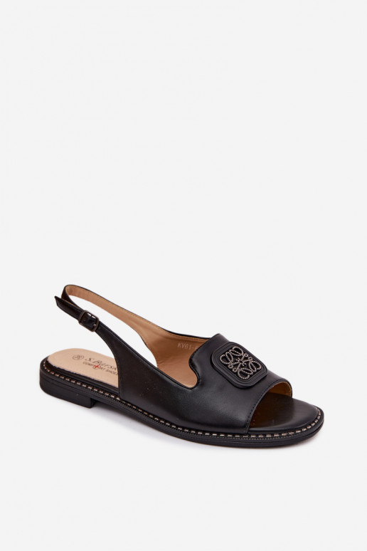 Dámske sandále so širokými podpätkami s ozdobami S.Barski KV61-6016 čierna