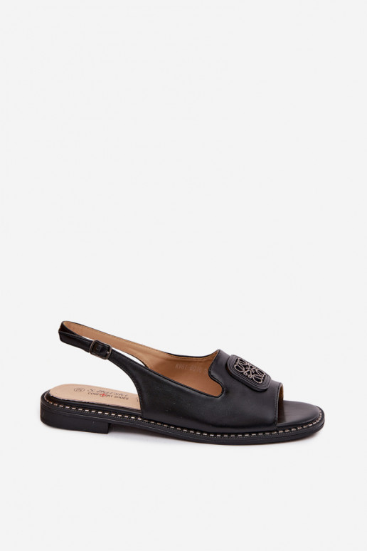 Dámske sandále so širokými podpätkami s ozdobami S.Barski KV61-6016 čierna