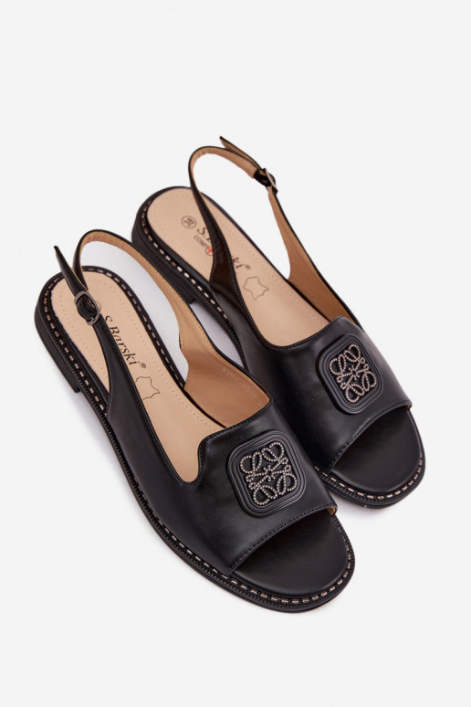 Dámske sandále so širokými podpätkami s ozdobami S.Barski KV61-6016 čierna