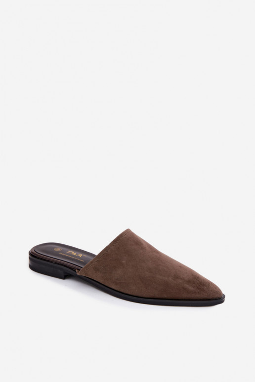 Semišové mule D&A JC61-1004 khaki
