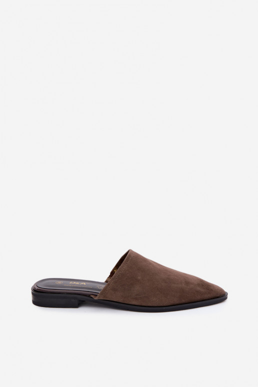 Semišové mule D&A JC61-1004 khaki