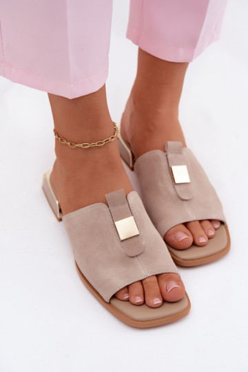 Elegantný štýl Dámske papuče prírodný semišoIna D&A JC61-1002 béžová