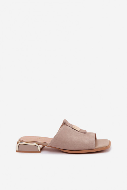 Elegantný štýl Dámske papuče prírodný semišoIna D&A JC61-1002 béžová