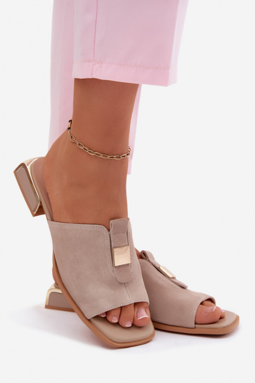 Elegantný štýl Dámske papuče prírodný semišoIna D&A JC61-1002 béžová