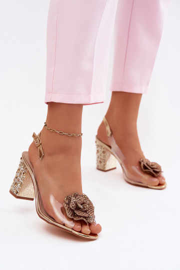 Perregimi sandále s podpätkami so svietiacimi otvormi D&A MR61-9013 zlatej farby 2