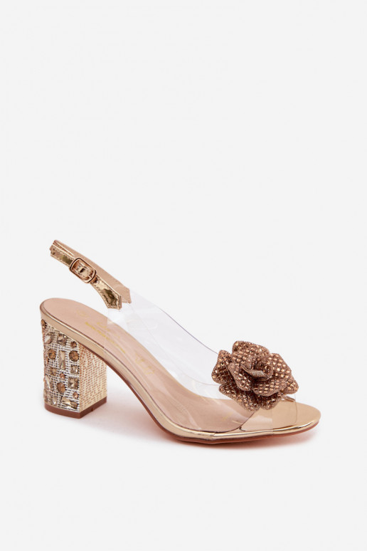 Perregimi sandále s podpätkami so svietiacimi otvormi D&A MR61-9013 zlatej farby
