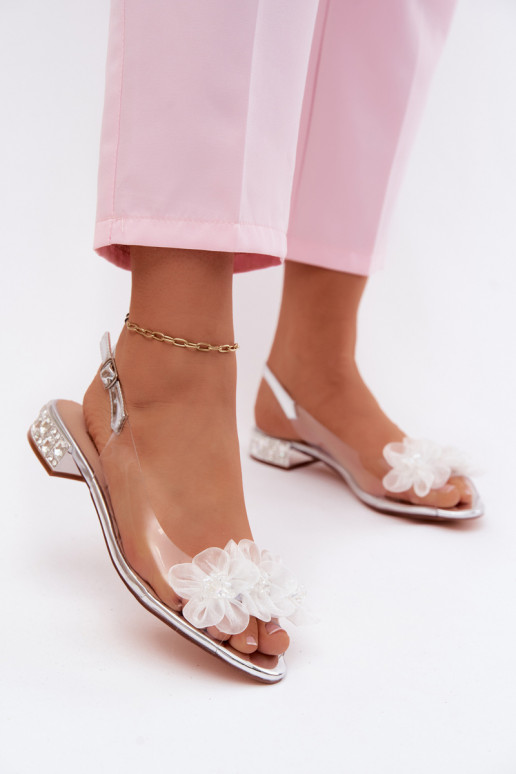 Perregimi sandále so svietiacimi otvormi I SiateczkoInymi s kvetinovými motívmiami D&A MR61-9006 strieborná farba