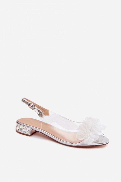 Perregimi sandále so svietiacimi otvormi I SiateczkoInymi s kvetinovými motívmiami D&A MR61-9006 strieborná farba