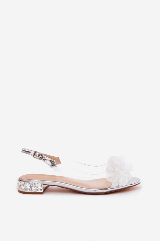 Perregimi sandále so svietiacimi otvormi I SiateczkoInymi s kvetinovými motívmiami D&A MR61-9006 strieborná farba