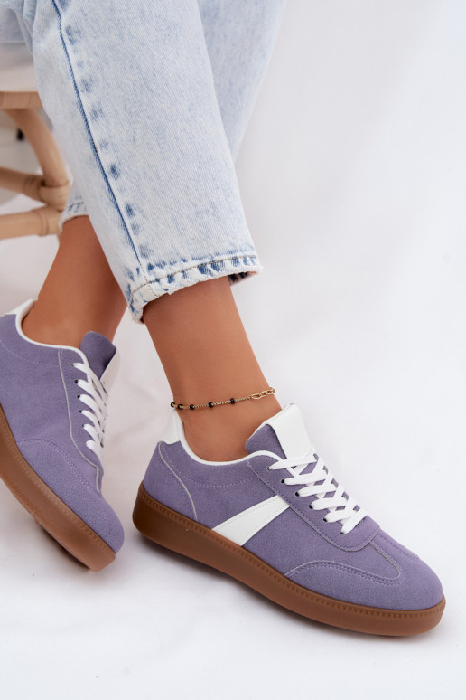Tenisky s imitáciou umelého semišu vo fialovej farbe Calira