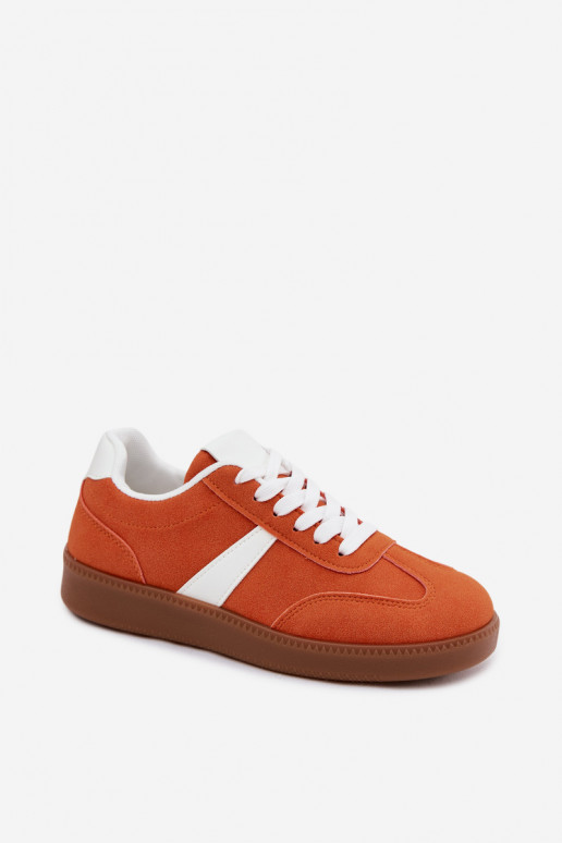 Tenisky s imitáciou umelého semišu v oranžovej farbe Calira