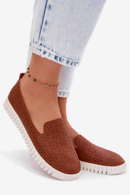 s prvkami prelamovania Trvalý model topánky Dámske Hnedá farba Salty