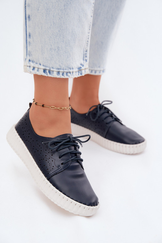 s prvkami prelamovania topánky Dámske so šnúrkami tmavomodrá Pearla