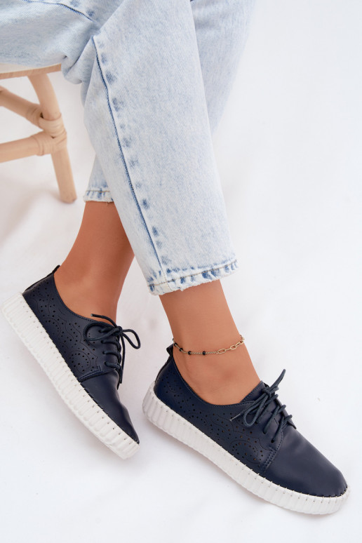 s prvkami prelamovania topánky Dámske so šnúrkami tmavomodrá Pearla